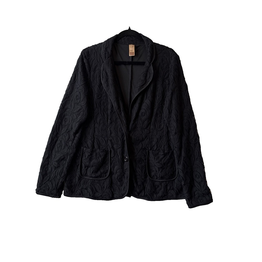 LEL‎ Long Elegant Legs Black Lace Overlay Blazer XL Romantic Whimsigoth Luxury